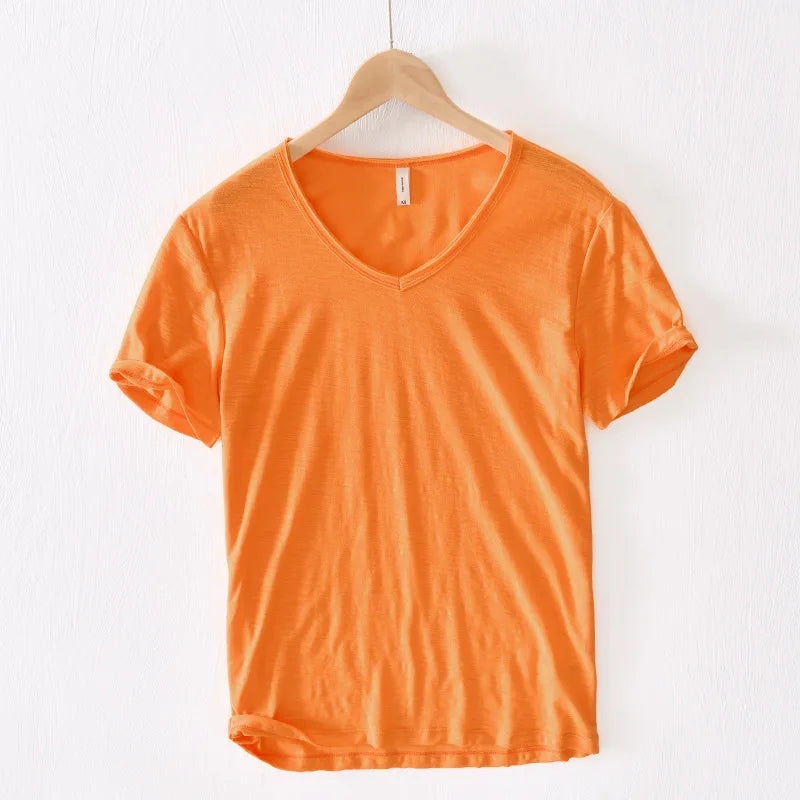Mens T Shirt Pure Color Bamboo Fiber