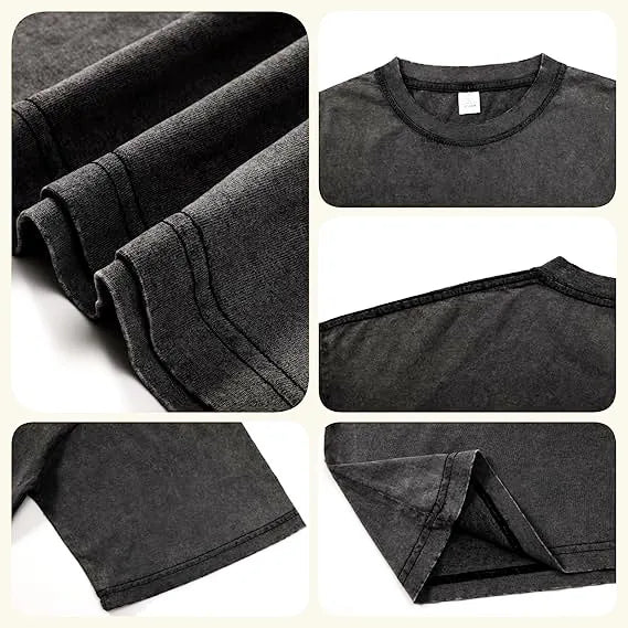 Vintage Washed T-shirt with Fern Leaf 100% Cotton