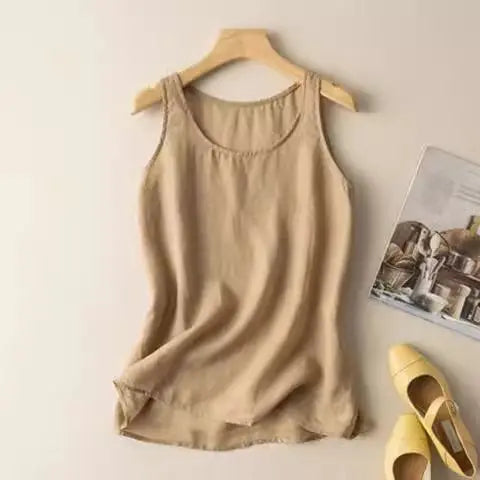 Cotton Linen Camisole Tank Top Women