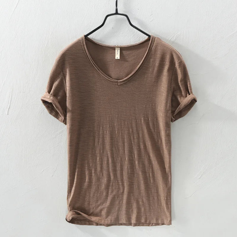 Mens T Shirt Pure Color Bamboo Fiber