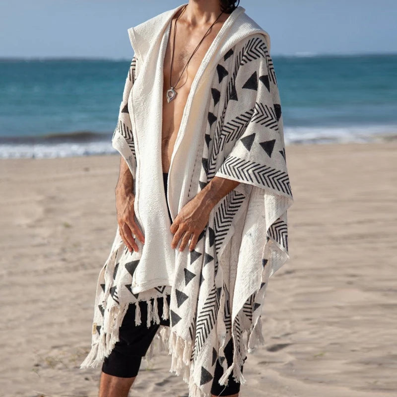 Vacation Seaside Beach Cloaks Men Ethnic Printed - DreadLocos Shop