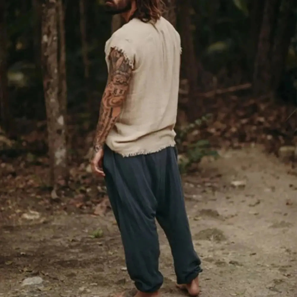 Mens Linen Tank Shirt Minimalist Holiday Plain Loose Large Size Male Summer Clothing Tops Sleeveless Causal Mens Vest S-3XL DreadLocos Shop