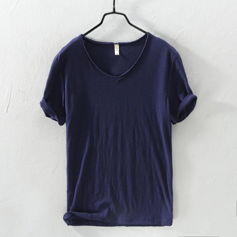 Mens T Shirt Pure Color Bamboo Fiber